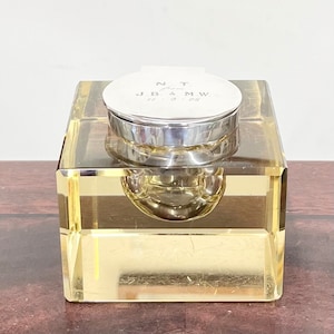 Antique Heavy Glass & Sterling Silver Inkwell Pot Hallmarke Birmingham 1924 J.G and S John Grisnel and Sons Substantial Piece