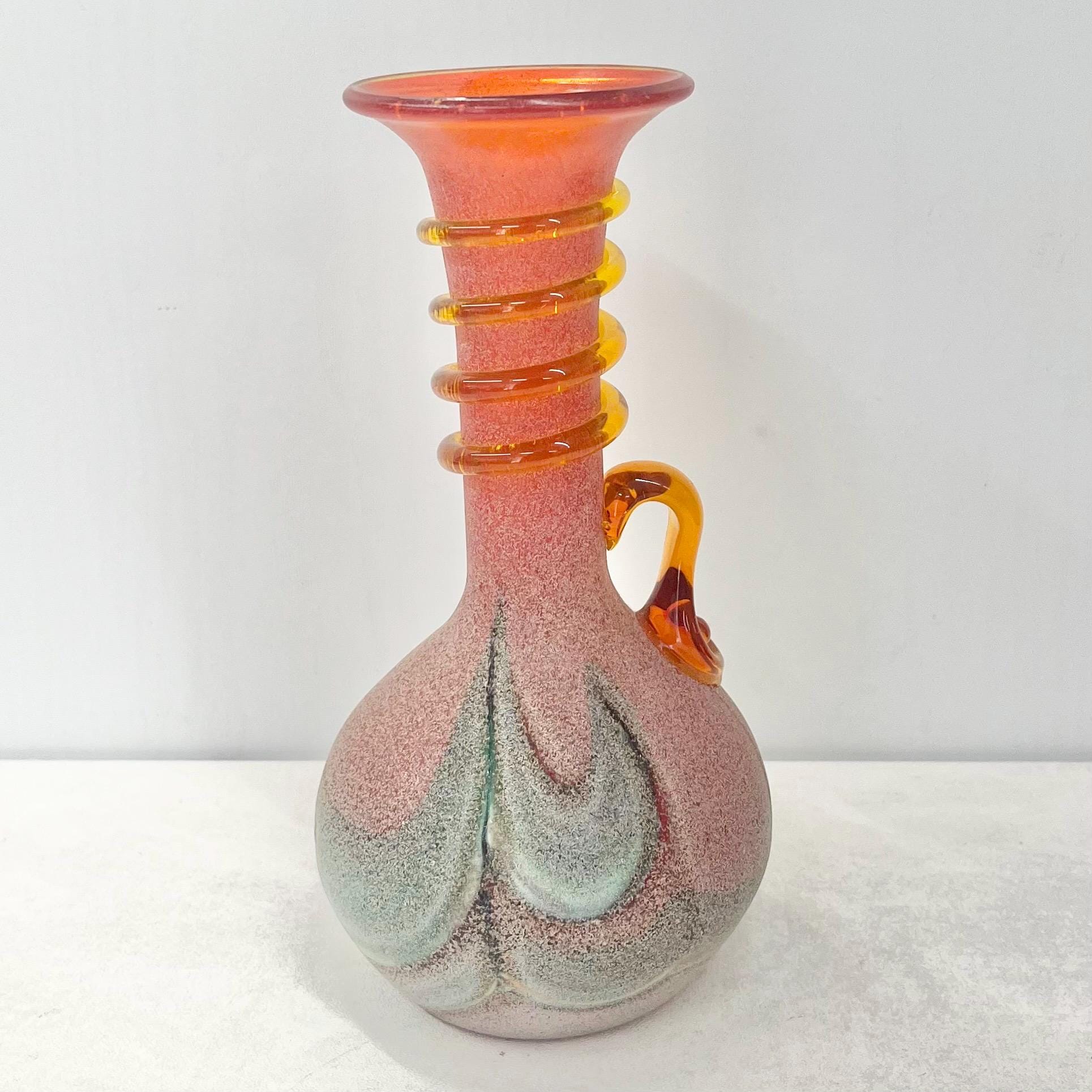 マヨルカガラス　花瓶　スペイン　　吹きガラス　美術民藝　工芸品　アンティーク 326ca6ce38f46e34ddf6723164d896