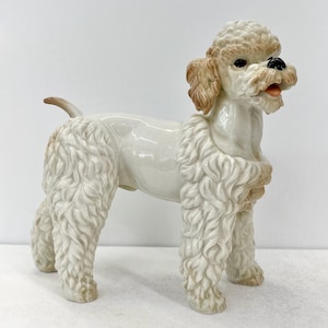 Vintage White Apricot Standard Poodle / Cockapoo Dog Figure Dog Decorative Ornament Figurine Beautifully Detailed