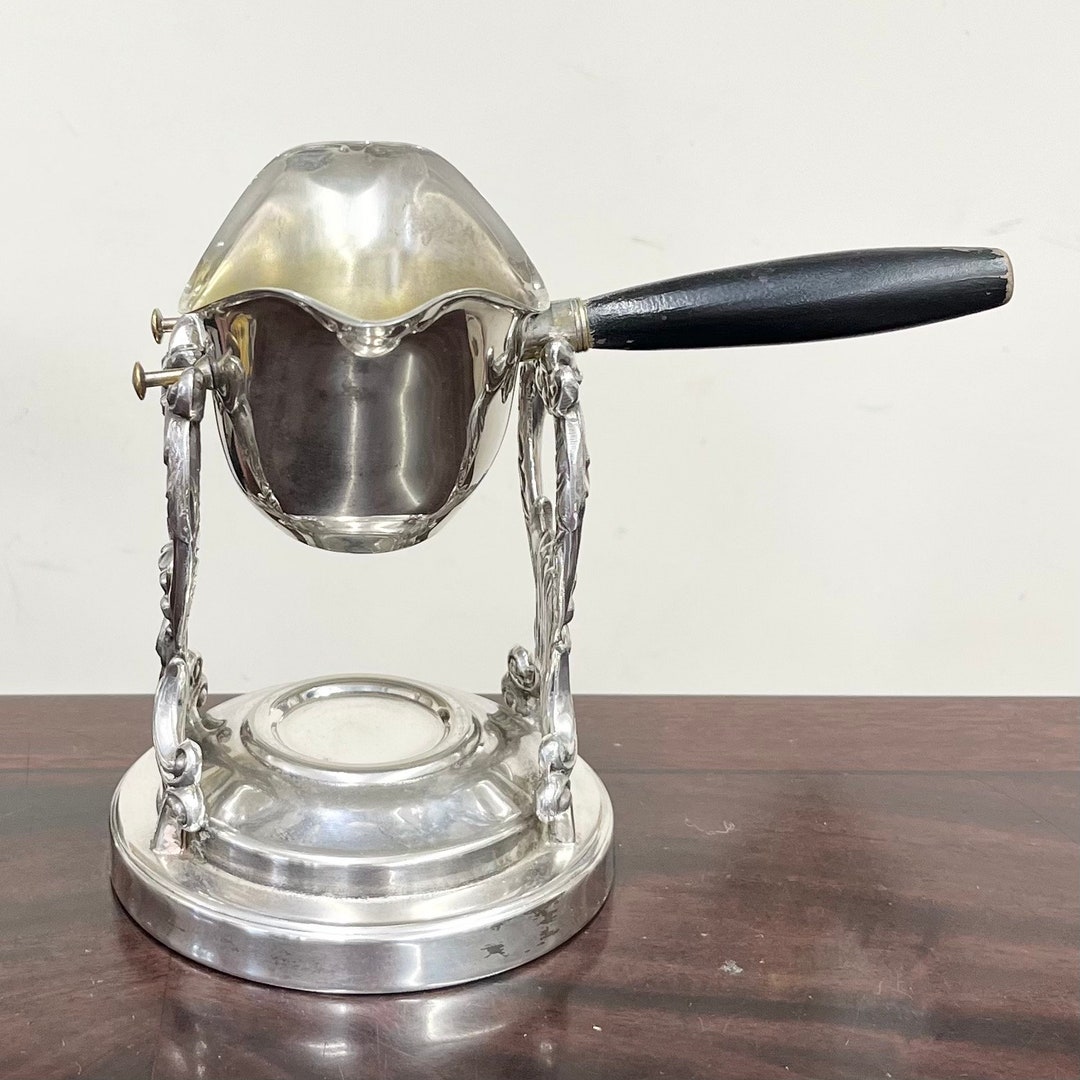 Vintage Silver Plate 1960's Gravy Boat Warmer Stand and Pouring Jug