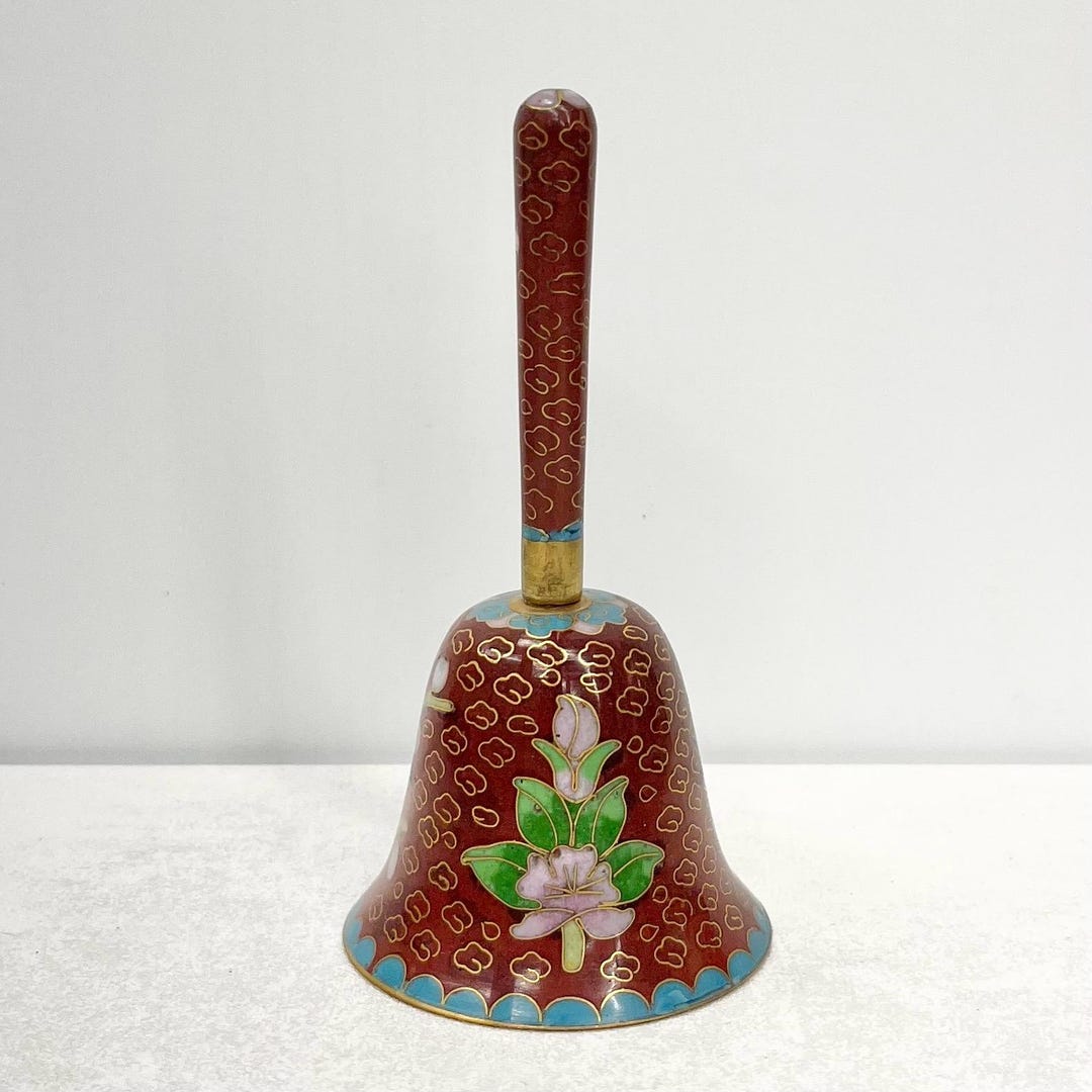 Stunning Vintage Chinese Cloisonné Inlay & Brass Decorative Bell ...