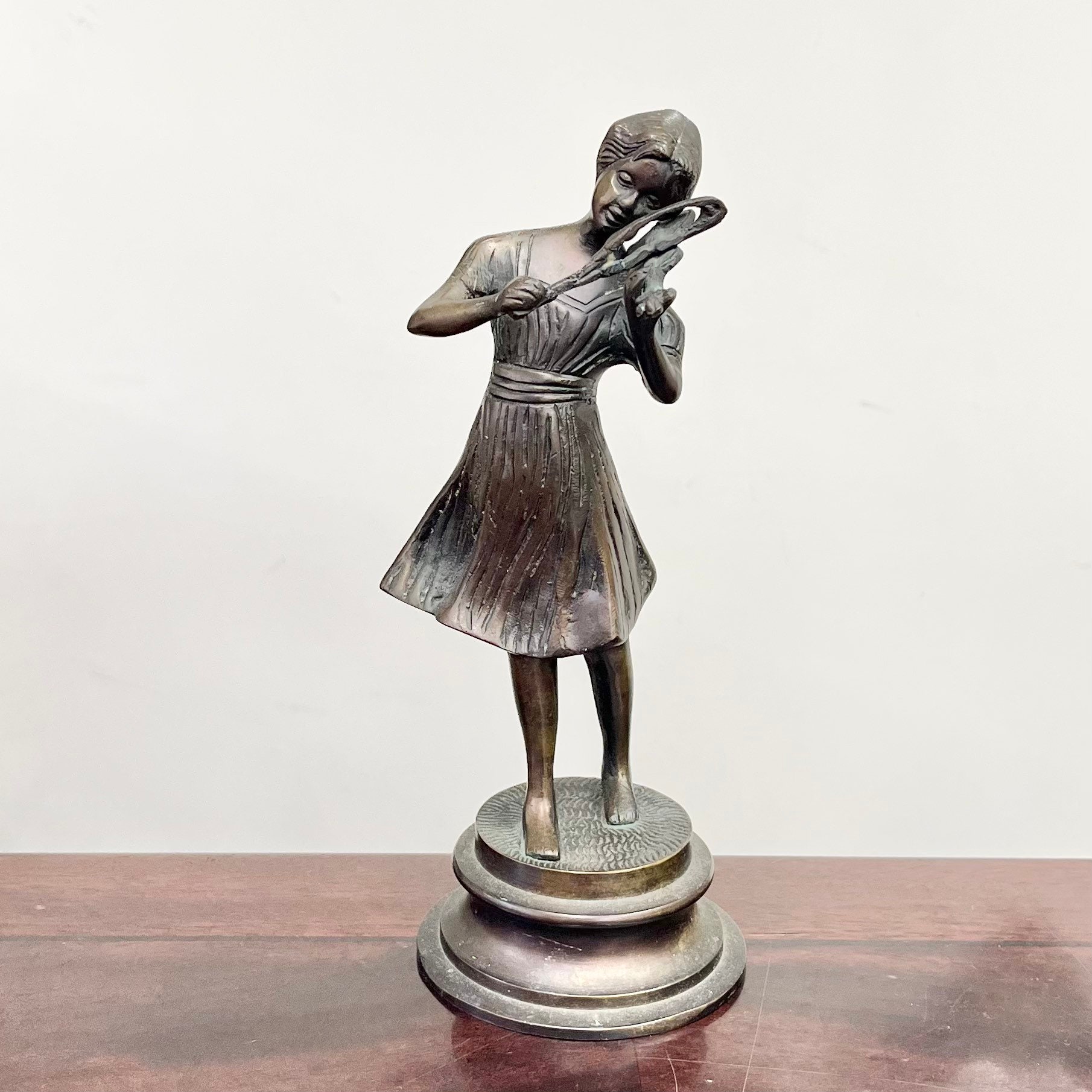 ヴァイオリン奏者 オブジェ｜ブロンズ｜Monetサイン｜クラシックインテリア