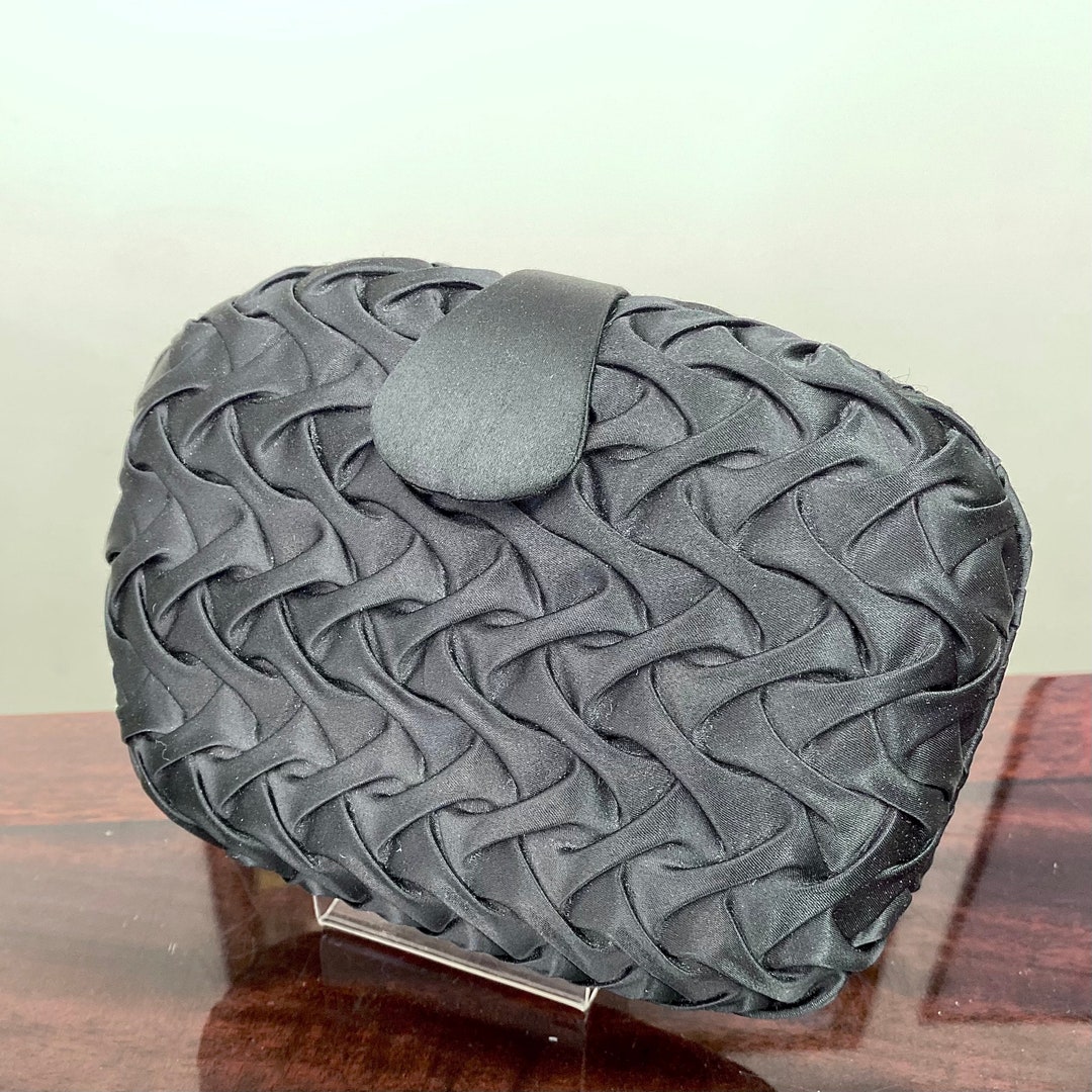 Vintage Unusual Ruffled Black Shoulder / Clutch Bag Handbag Etsy