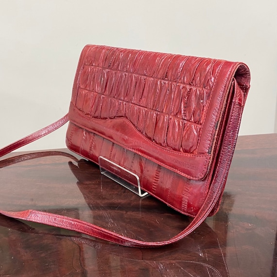 Vintage Patent Leather Red Burgundy Clutch Bag Shoulder Bag Etsy