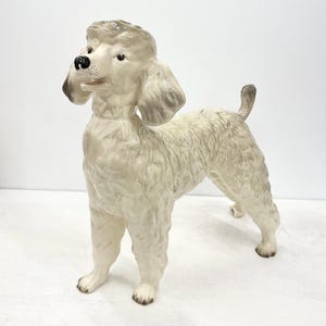 Vintage White Grey Standard Poodle Standing Dog Figure Dog Decorative Ornament Figurine