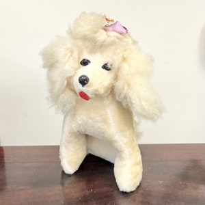 1940er - 1950er Jahre Mid Century Plüsch Mohair & Schaffell Pudel Hund Sammlerstück Kitsch Stofftier Figur