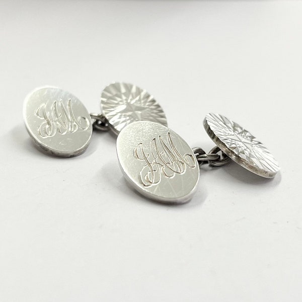 Boutons De Manchette Vintage En Argent Sterling - Chaîne - Marque JML - Occasion