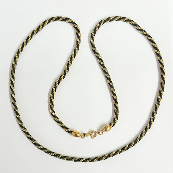 Vintage Black & Gold Tone Plated Trifari Rope Twi… - image 4