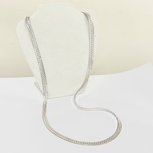 Vintage Long Sterling Silver Unisex Flat Fancy Curb Chain Necklace 30.5” Long 45.6g in weight Men’s Ladies