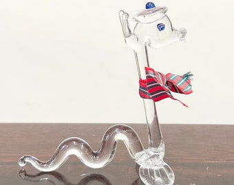 Rare Art Glass Clear Loch Ness Monster Miniature Figure Hand Blown Art Glass 1950’s-1960’s Mini Murano or Pirelli