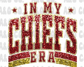 Chiefs Faux Glitter PNG File | Faux Embroidery | Kansas City DTF | Karma is a guy on the Chiefs PNG File | Football Png