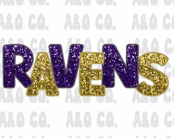 Ravens Faux Glitter PNG File | Faux Embroidery | Ravens DTF | Baltimore PNG File | Football Png