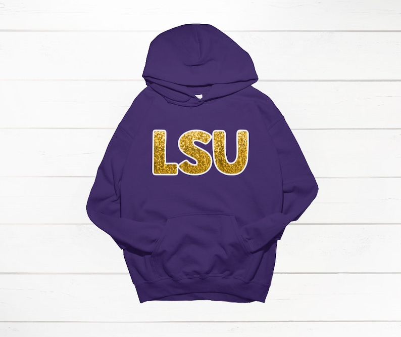 LSU Faux Sequin Sweatshirt Glitter Geaux Tigers Sweatshirts LSU