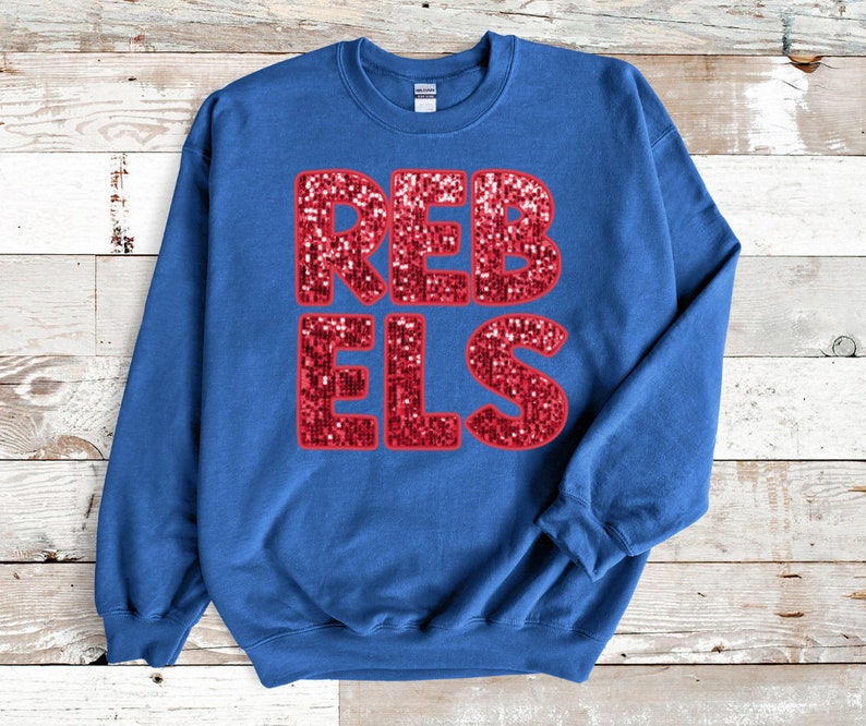 Rebels Faux Embroidery Sequin Sweatshirt Glitter Rebels Sweatshirts Ole