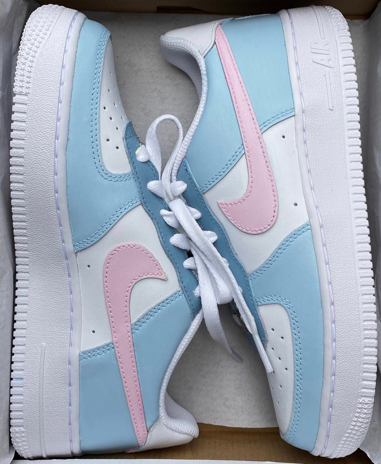 Air Force 1 Custom Cotton Candy Low Inverted Shoes Pink Blue