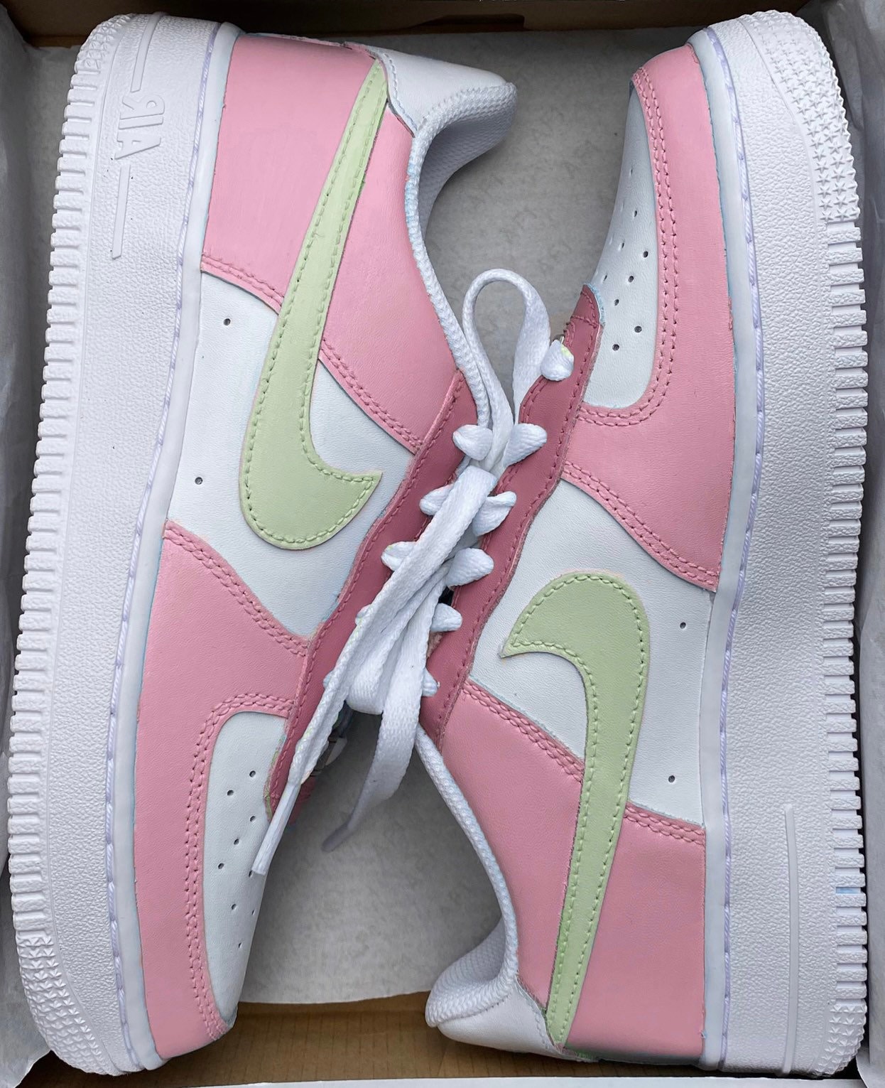 Custom Nike Air Force 1 X Pink Colour Block With Green Tick - Etsy Canada