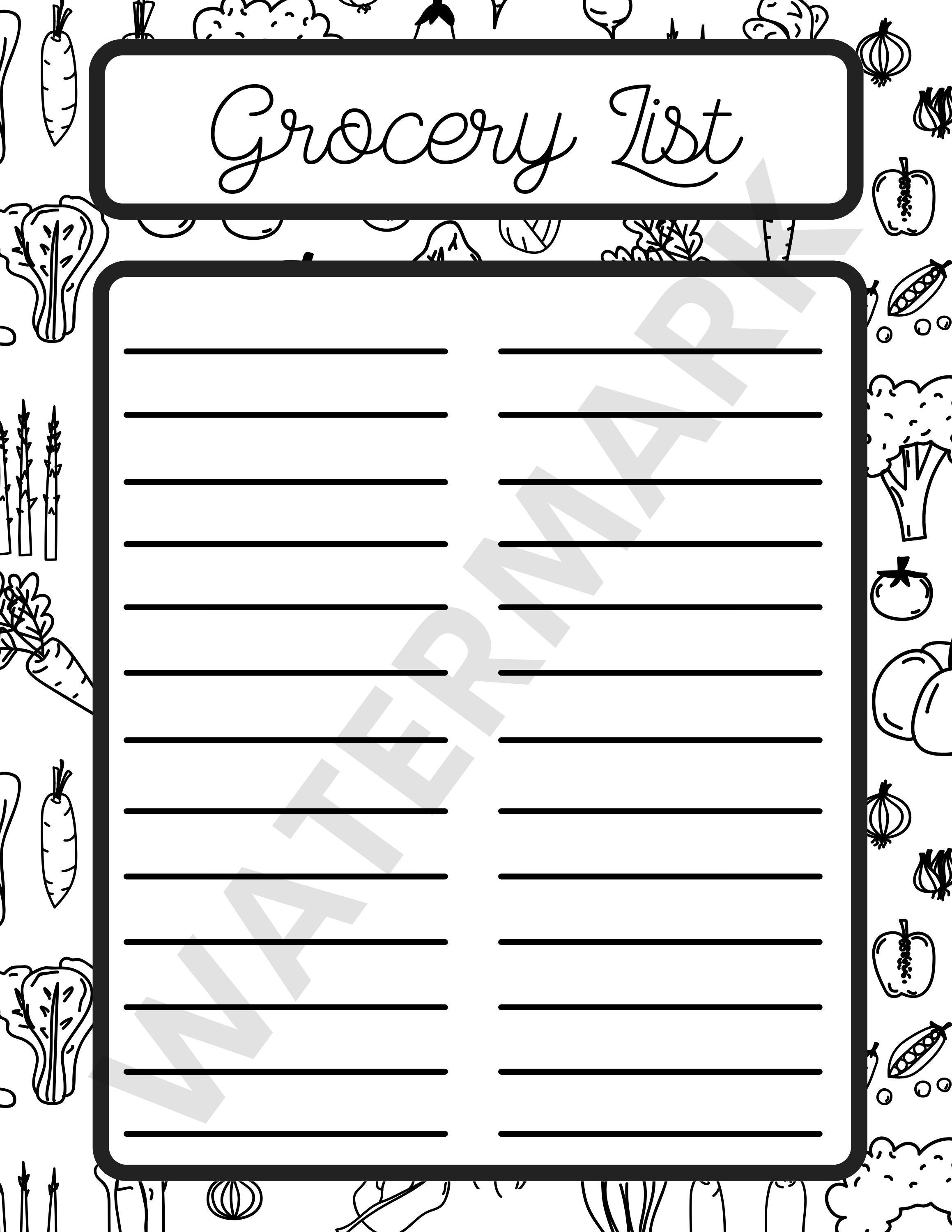 Grocery List Printout - Etsy