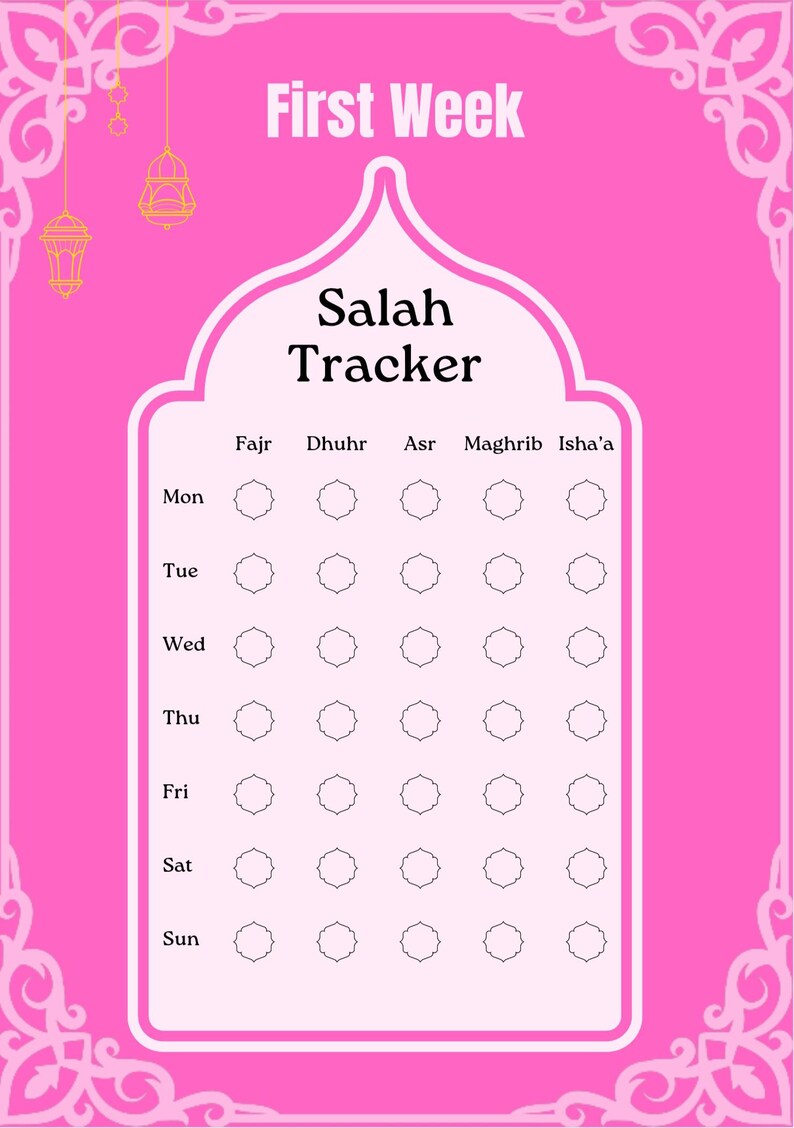 Monthly Salah Tracker Printable | Islamic Prayer Checklist PDF | Muslim ...