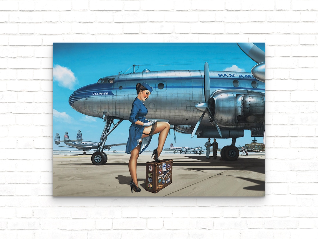 Pan American Airlines Vintage Pin up Poster - Art Print - Wall