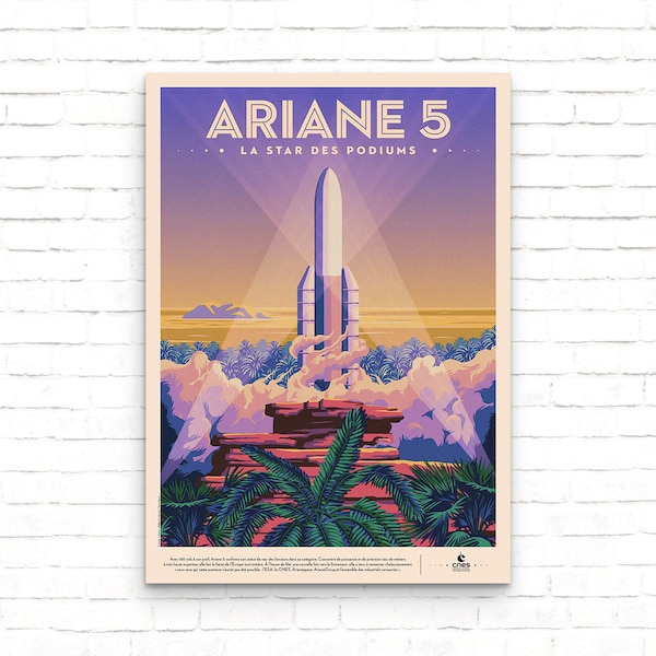 Arianespace - Ariane 5 Vintage Space Poster - Art Print - Wall Decor