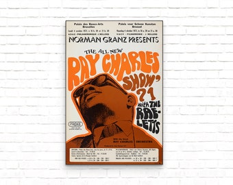 Póster de jazz vintage del espectáculo de Ray Charles - Impresión artística - Decoración de pared