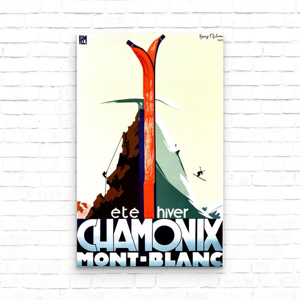Ete Hiver Chamonix Mont Blanc Vintage Travel Ski Poster - Art Print - Wall Decor