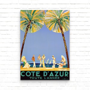 Cote d&#39;Azur Vintage French Travel Poster - Art Print - Wall Decor