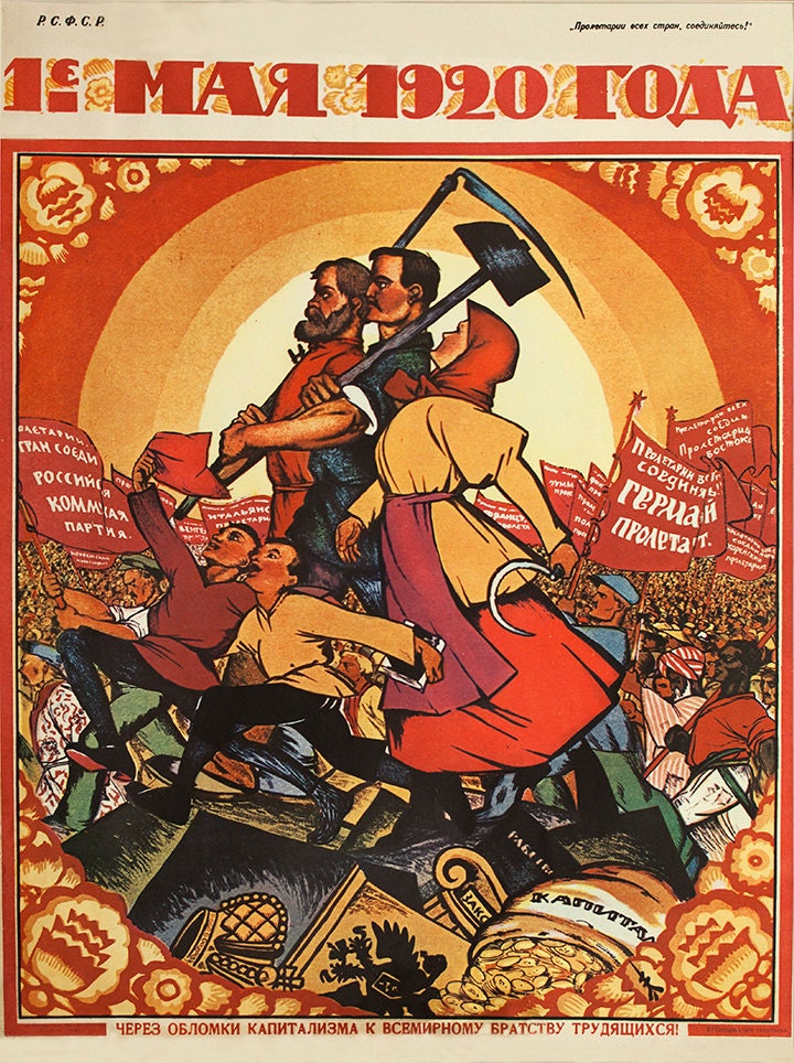 Russian First of May 1920 Vintage Propaganda Poster - Art Print