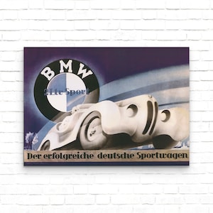 Bmw 2 Ltr Sports Car 1936 Vintage Race Car Poster - Art Print - Wall Decor