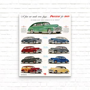 Pontiac para 1948 Vintage Car Advertising Poster - Art Print - Decoración de pared