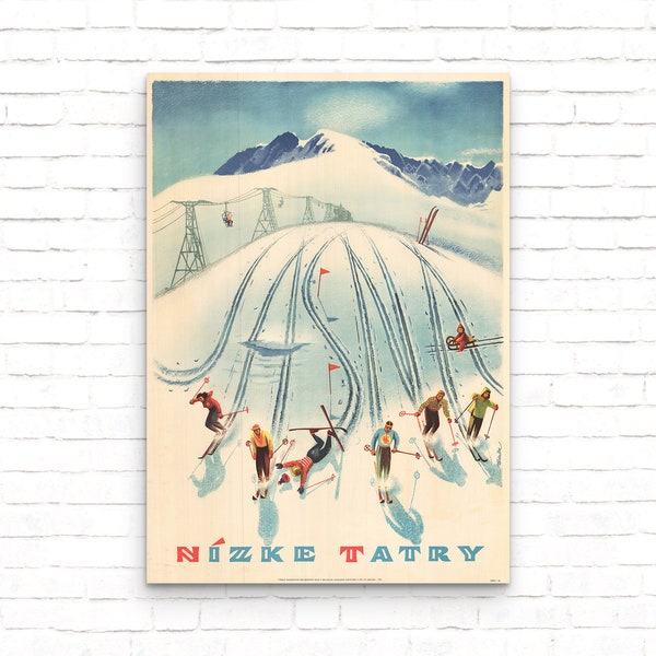 Slovakia Ski Poster, Vintage Ski Resort Art Print, Jasna Nizke Tatry Slovakian Ski Resort Wall Decor, Retro Winter Sports, Travel Wall Art