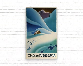 Winter In Yugoslavia Vintage Travel Ski Poster - Art Print - Wall Decor