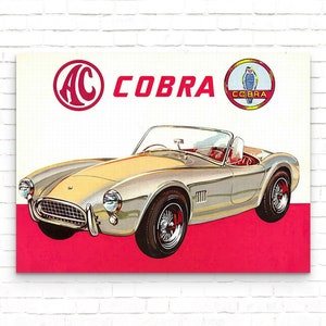 1965 AC Shelby Cobra Vintage Car Advertising Poster - Art Print - Decoración de pared