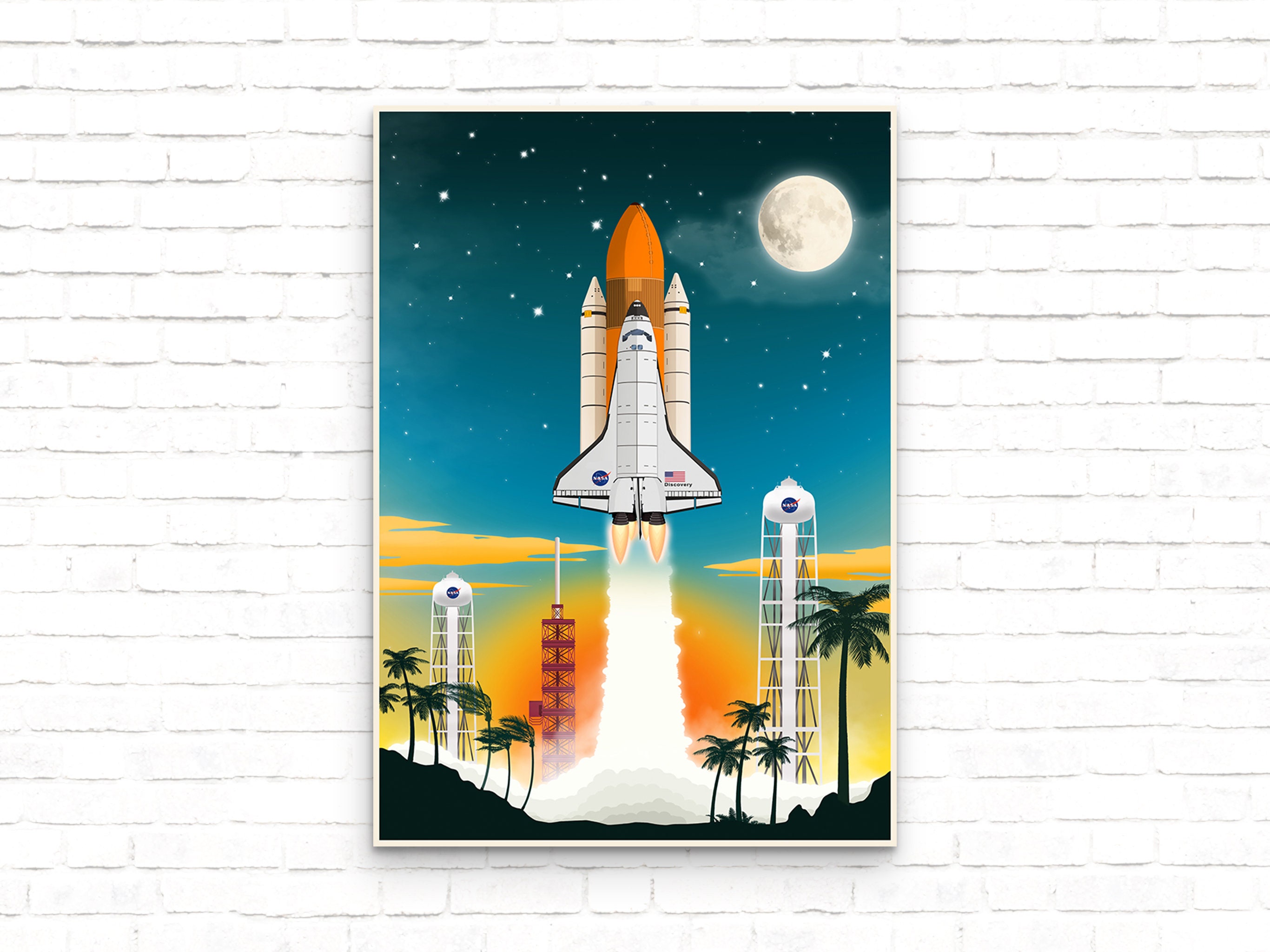 Nasa Discovery Launch Vintage Space Poster - Art Print - Wall Decor - Etsy