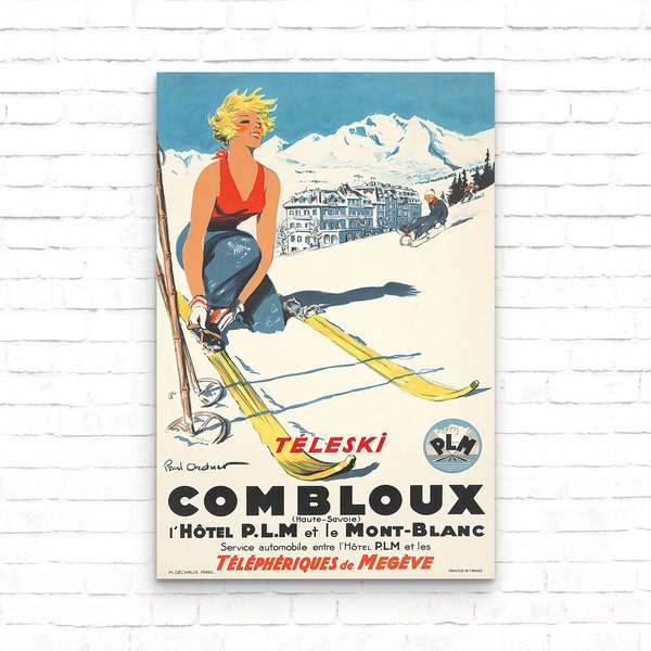 Combloux France Ski Poster, Vintage Ski Print, Skiing Gifts, French Travel Wall Art, Ski Trip Wall Decor, Wedding Gift, Birthday Present