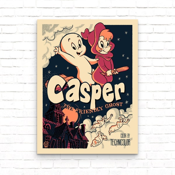 Casper The Friendly Ghost Vintage Cartoon Poster - Art Print - Wall Decor