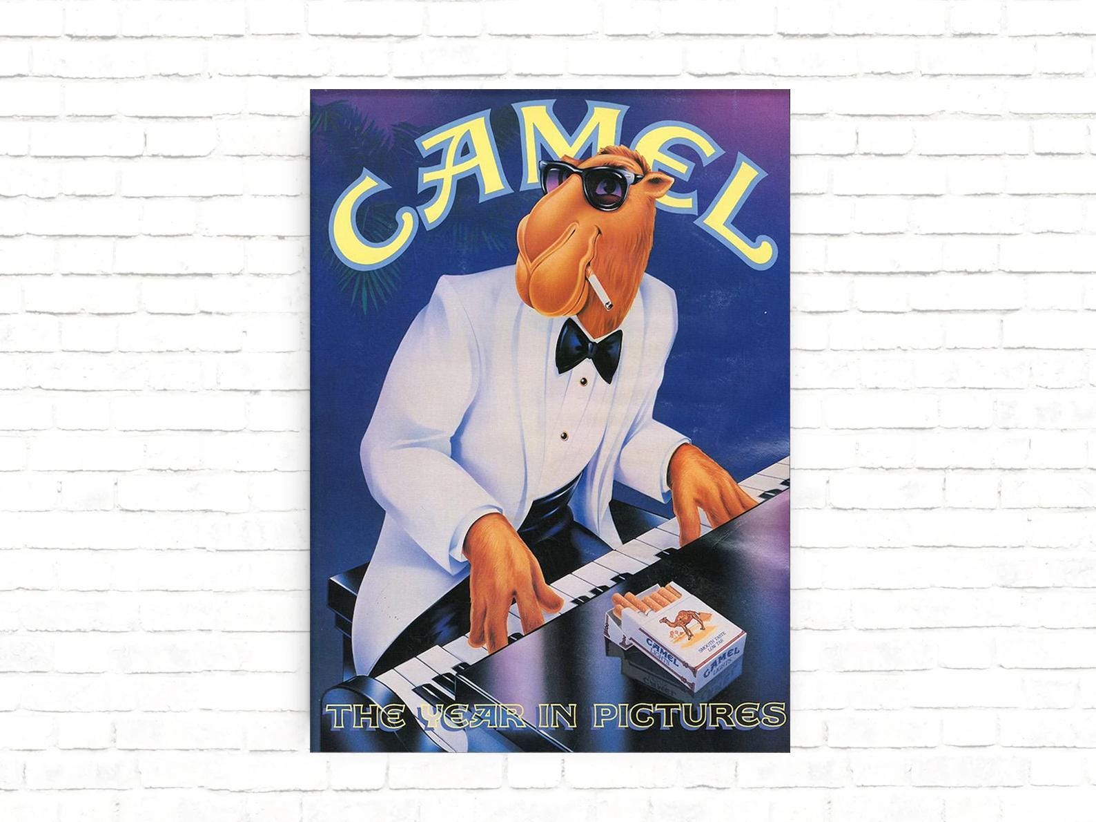 camel cigarettes joe camel Camel Cigarette Advert - Joe Camel playing piano - 1990 Vintage Advertising  Poster - Art Print