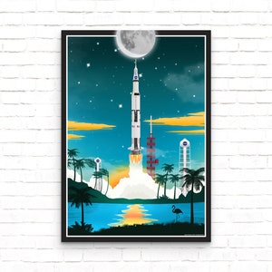 Nasa Saturn V Launch Vintage Space Poster - Art Print - Wall Decor