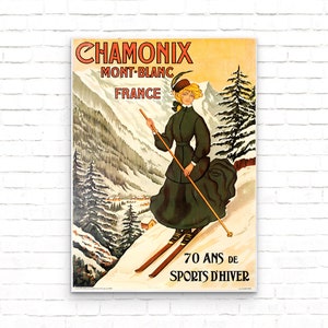 Chamonix Mont-Blanc France Vintage Travel Ski Poster - Art Print - Wall Decor