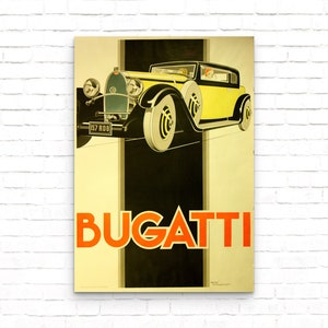 Bugatti - French 1920s Sports Car Vintage Car Advertising Poster - Art Print - Decoración de pared