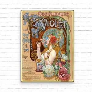 Cartel publicitario vintage Art Nouveau de perfumería francesa Violet de Parfumerie - Impresión artística - Decoración de pared