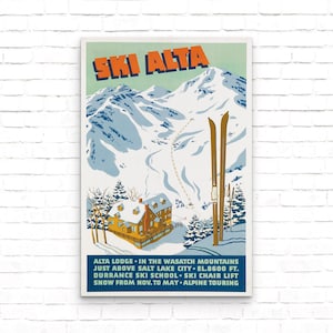 Ski Alta Lodge Vintage Travel Ski Poster - Art Print - Wall Decor