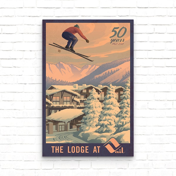 Vail Colorado Vintage Ski Poster, The Lodge At Vail Ski Resort Art Print, Winter Sports Wall Decor, Skiing in Vail Wall Art, Gift for Skier