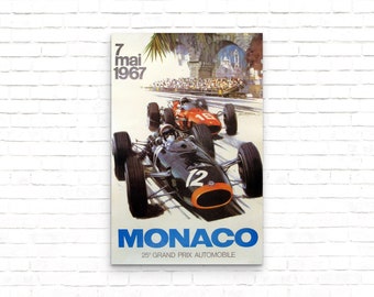 Monaco 25th Grand Prix Automobile 1967 Vintage Race Poster - Art Print - Wall Decor