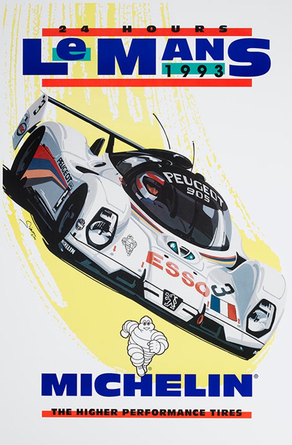 Poster 24 Heures Du Mans 1992 – Grande Affiche Peugeot 905 Vintage