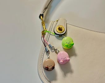 Macaron Friendship Couple Trio Set Keychain Charms | Mona + Max + Mia Sweet Treats