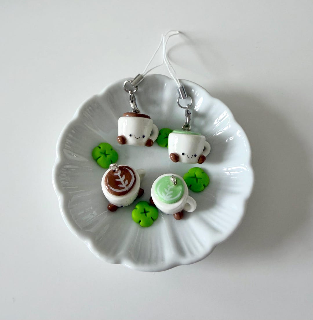 Matcha & Latte Cup Keychain Charms - Etsy