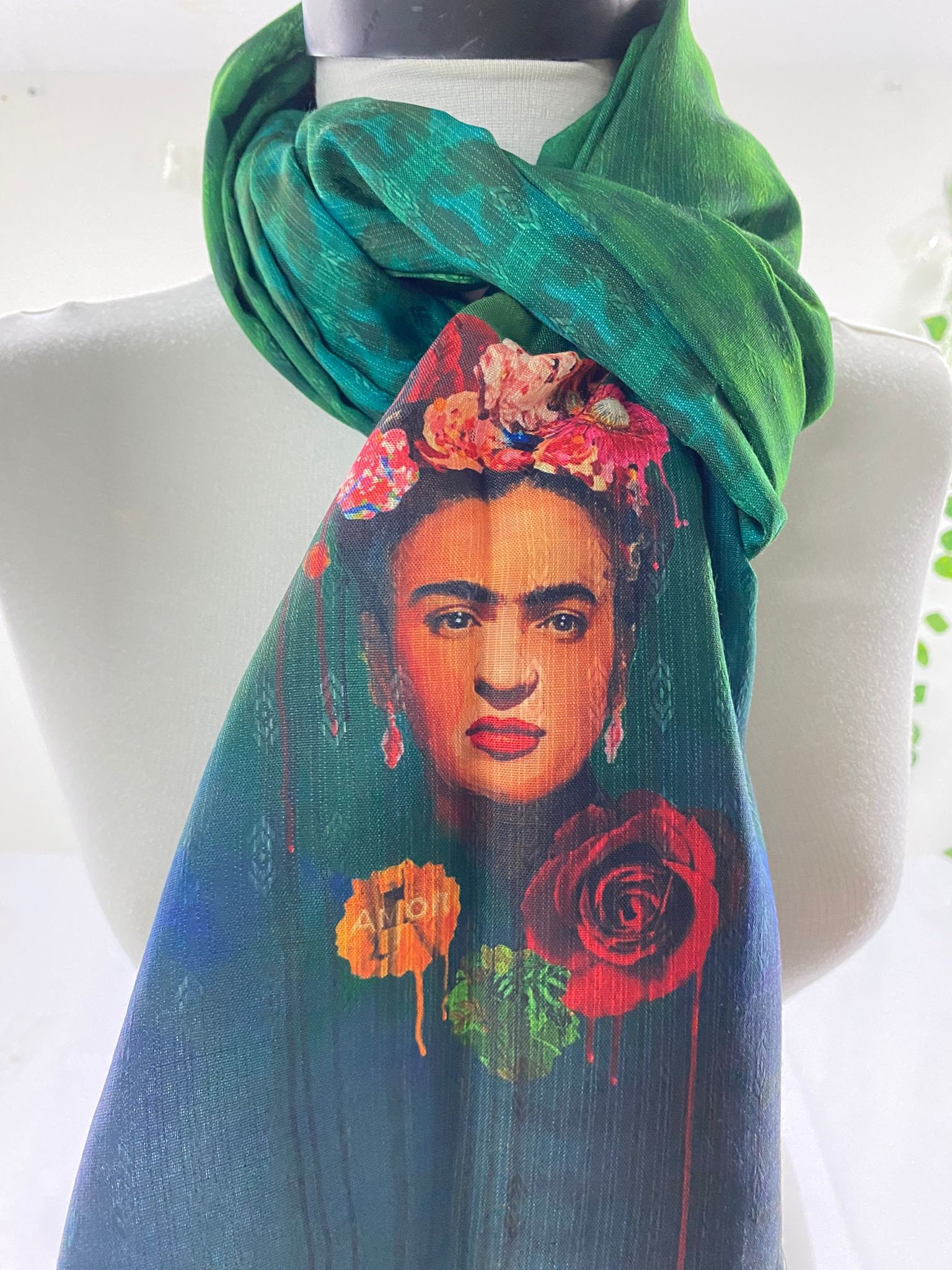 Mexican Rebozo Frida Kahlo Red Shawl Scarf Vintage Hand Woven Long Fringe  Mexico