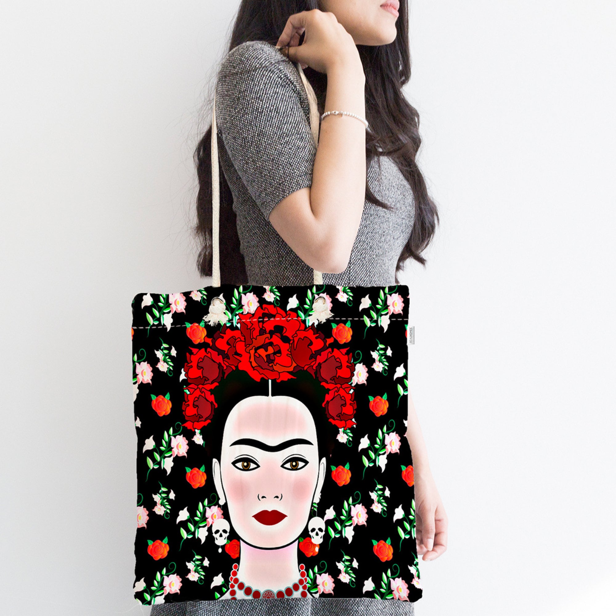 Sac À Main En Coton Indien Matelassé Pour Femmes Frida Kahlo