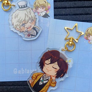 bsd keychain | cute anime charm, bsd acrylic keychain, literature dogs